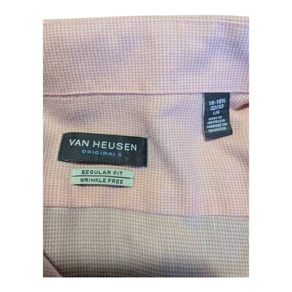 Van Heusen Originals Men's Shirt. Long Sleeve,Reg. fit. Orange.16-16.5. 32-33 LG - Picture 4 of 9